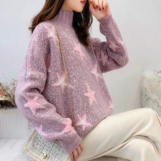 Mock-turtleneck Star Sweater
