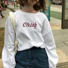 Lettering Long -sleeved T-shirt White - One Size