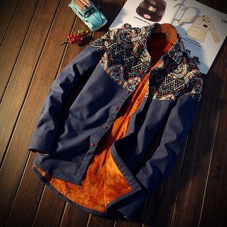 Long-sleeve Fleece-lined Panel Shirt