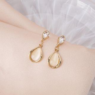 Cat Eye Stone Earring 1 Pair - E3012 - As Shown In Figure - One Size