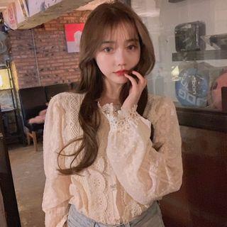 Lace Blouse 6066 - Almond - One Size