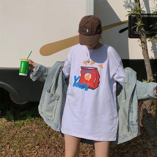 Round-neck Cartoon Print Top