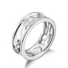 Bling Bling Platinum Plated 925 Silver Hammered Couple Ring