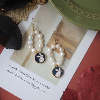 Rabbit Alloy Faux Pearl Dangle Earring