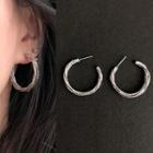 Twisted Hoop Earring 1 Pair - Silver - One Size