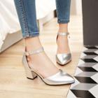 Block Heel Pointed Ankle Strap Sandals