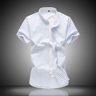 Slim Fit Short-sleeve Pinstriped Shirt