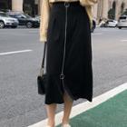 Zip A-line Midi Skirt