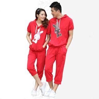 Couple Matching Printed Hooded Top