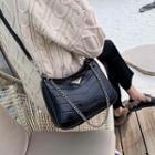 Patent Chain Strap Push Lock Crossbody Bag