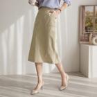 Patch-pocket Midi Pencil Skirt