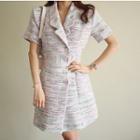 Tweed Short-sleeve Collared Dress