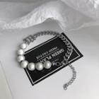 Faux Pearl Stainless Steel Bracelet Silver - One Size