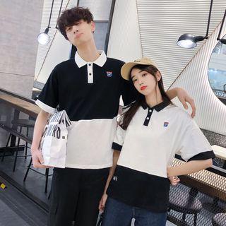 Couple Matching Two-tone Short-sleeve Polo Shirt