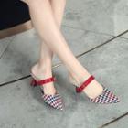 Patterned Pointed High Heel Sandals