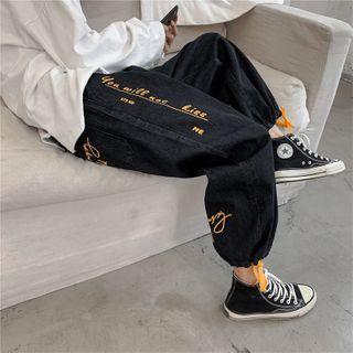 Lettering Denim Sweatpants