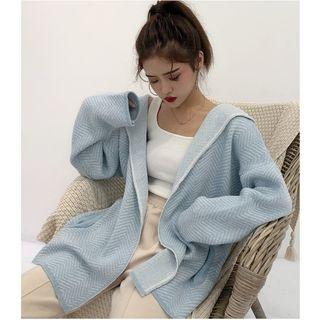 Hooded Open Front Knit Jacket