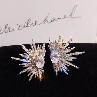 Rhinestone Earring 1 Pair - Angel Wing - One Size