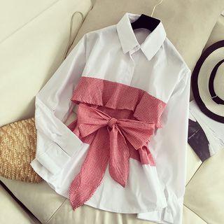 Two-tone Bow Accent Shirt