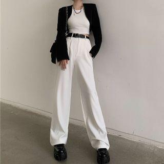 High-waist Straight-leg Pants / Blazer / Tank Top