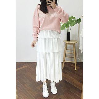 Pleated Long Tiered Skirt