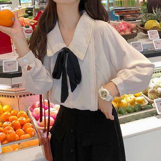 Tie Doll Collar Long-sleeve Shirt