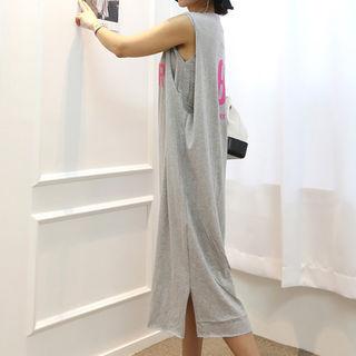 Lettering Layered Midi Tank Dress