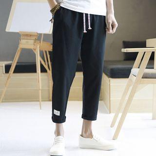 Cropped Applique Straight Cut Pants