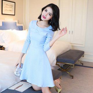 Bow Detail Striped A-line Dress