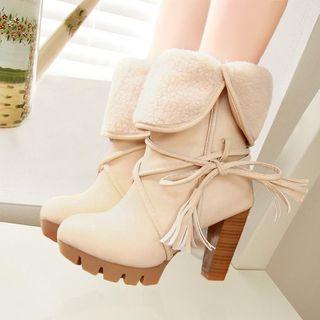 Tasseled High-heel Mid-calf Boots