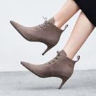 Genuine Suede Pointed Lace-up High Heel Ankle Boots