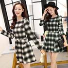 Plaid Long-sleeve A-line Dress