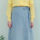 Tie-waist A-line Midi Wrap Skirt