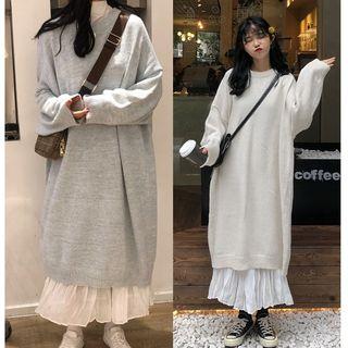 Midi Sweater Dress/ Chiffon Maxi H-line Skirt