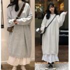 Midi Sweater Dress/ Chiffon Maxi H-line Skirt