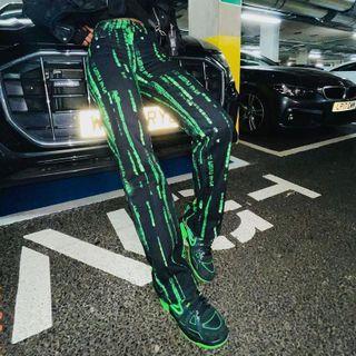 Print High Waist Straight Leg Pants