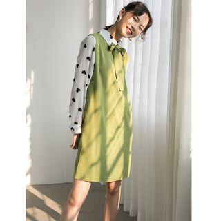 Sleeveless Bow-accent Tie-waist Mini Knit Dress