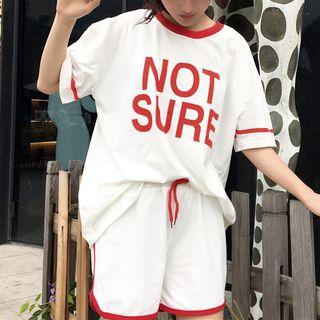 Set: Lettering Tipped Short Sleeve T-shirt + Shorts