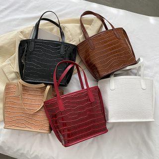 Croc Grain Bucket Tote Bag