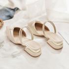 Pointy-toe Faux Pearl Block Heel Sandals