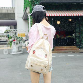 Embroidered Lightweight Backpack With Brooches