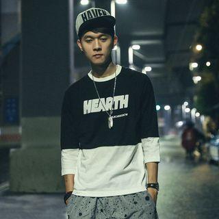 3/4-sleeve Lettering Panel T-shirt