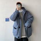 Long-sleeve Plain Letter Printed Hooded Jacket