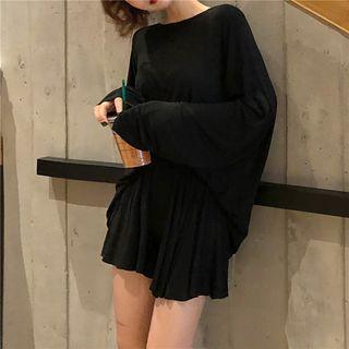 Set: Long-sleeve T-shirt + Elastic Waist Culottes