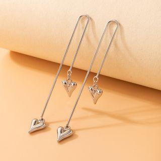Heart Drop Earring 1 Pair - 21114 - Silver - One Size