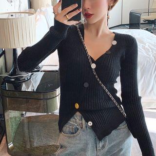 V-neck Asymmetrical Knit Top