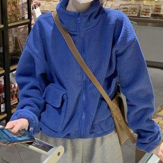 Stand-collar Zip Jacket Blue - One Size