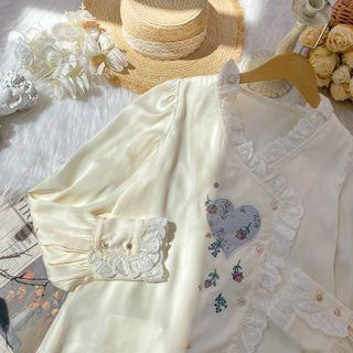 Eyelet Trim Embroidered Blouse