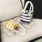 Transparent Bucket Bag With Striped Pouch