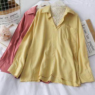 Lace-panel Loose Shirt